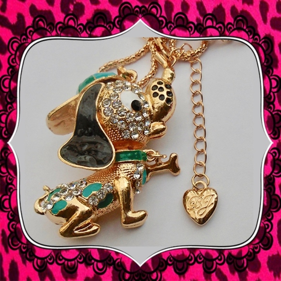 Betsey Johnson Jewelry - Betsey Johnson Puppy Dog Crystal & Enamel Necklace